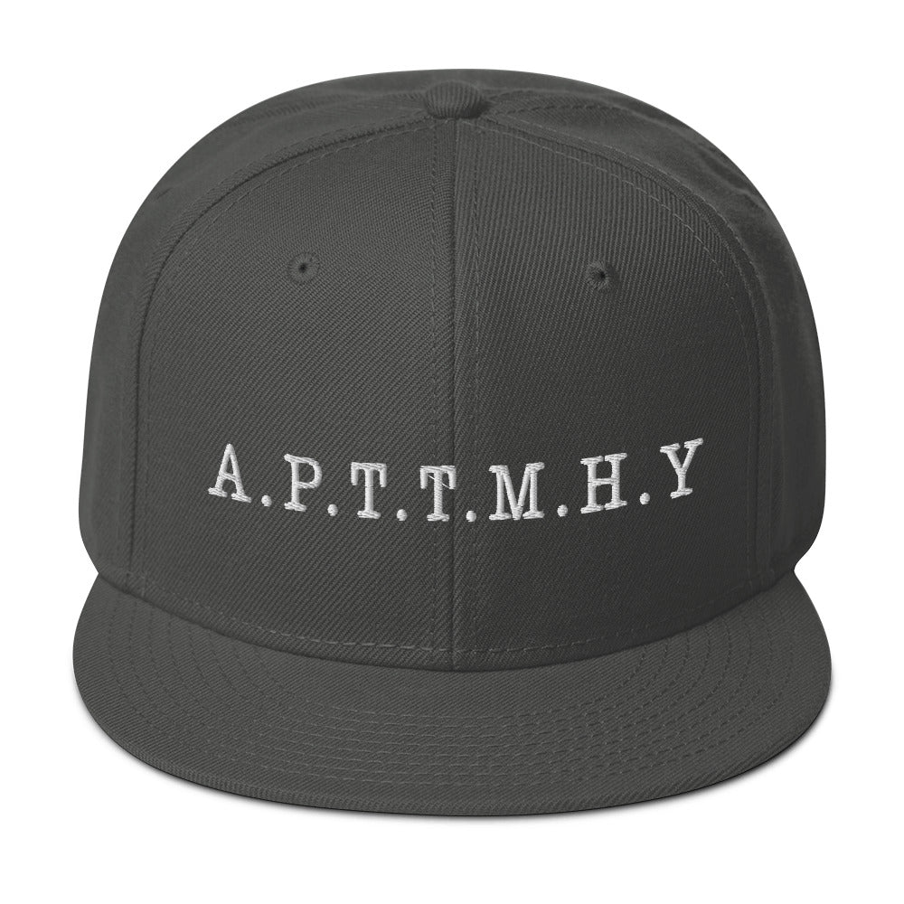 Black 'A.P.T.T.M.H.Y' Embroidered Snapback Hat