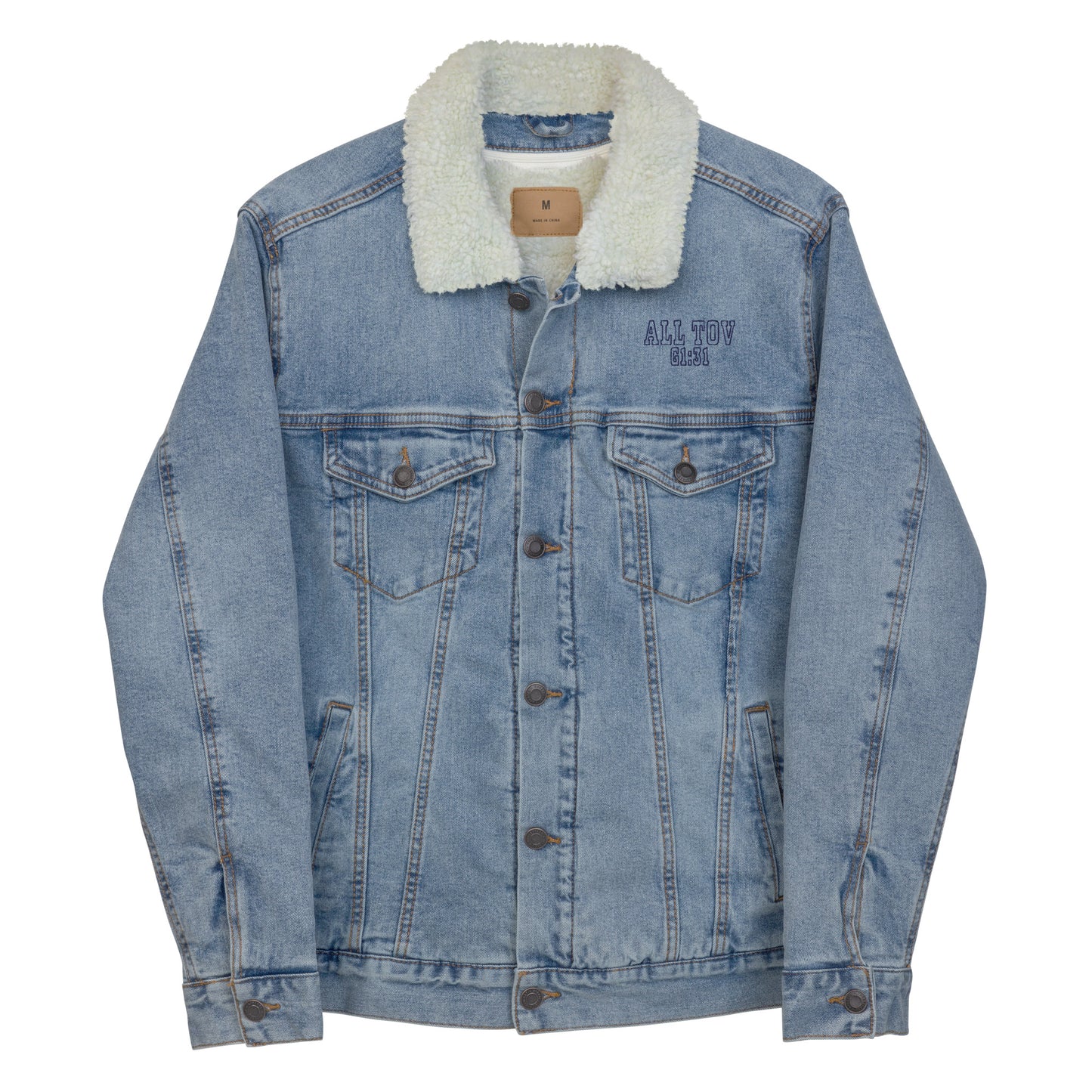 Embroidered Sherpa Denim Jacket